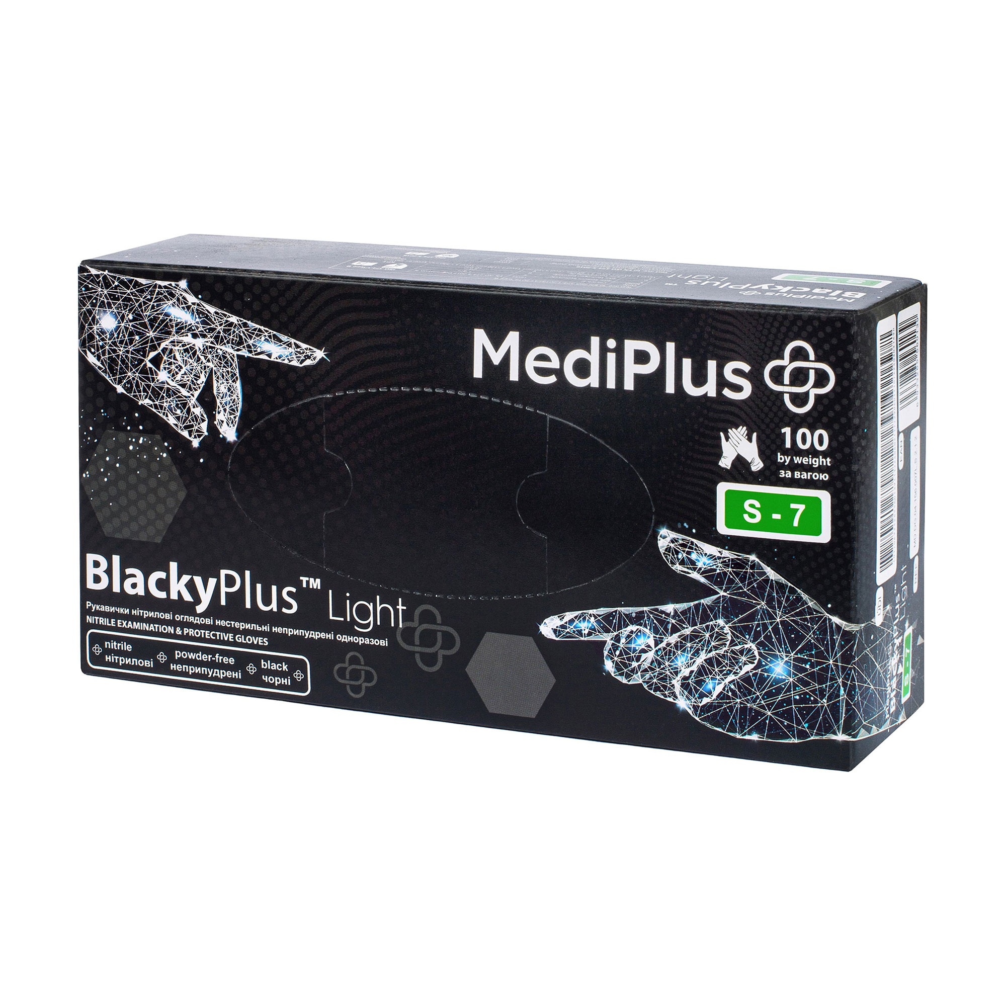 Рукавички нітрилові MediPlus NitryPlus Light нестерильні, чорні, розмір S, 100 шт